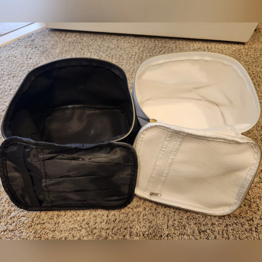2 Pack Black and Lavender Travel Makeup Bags